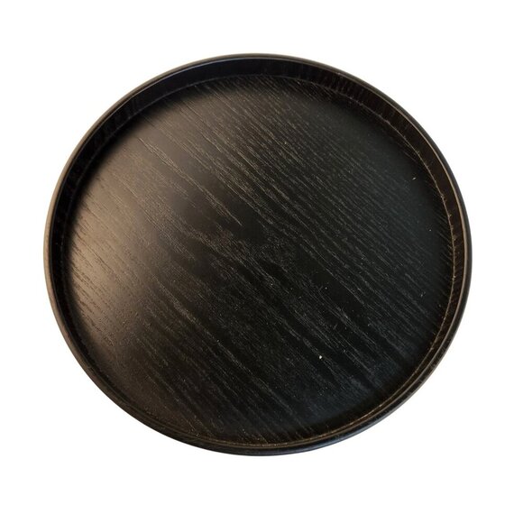 Black Round Wooden Serving Tray - Minimalist Display Design - Picture 2 of 10